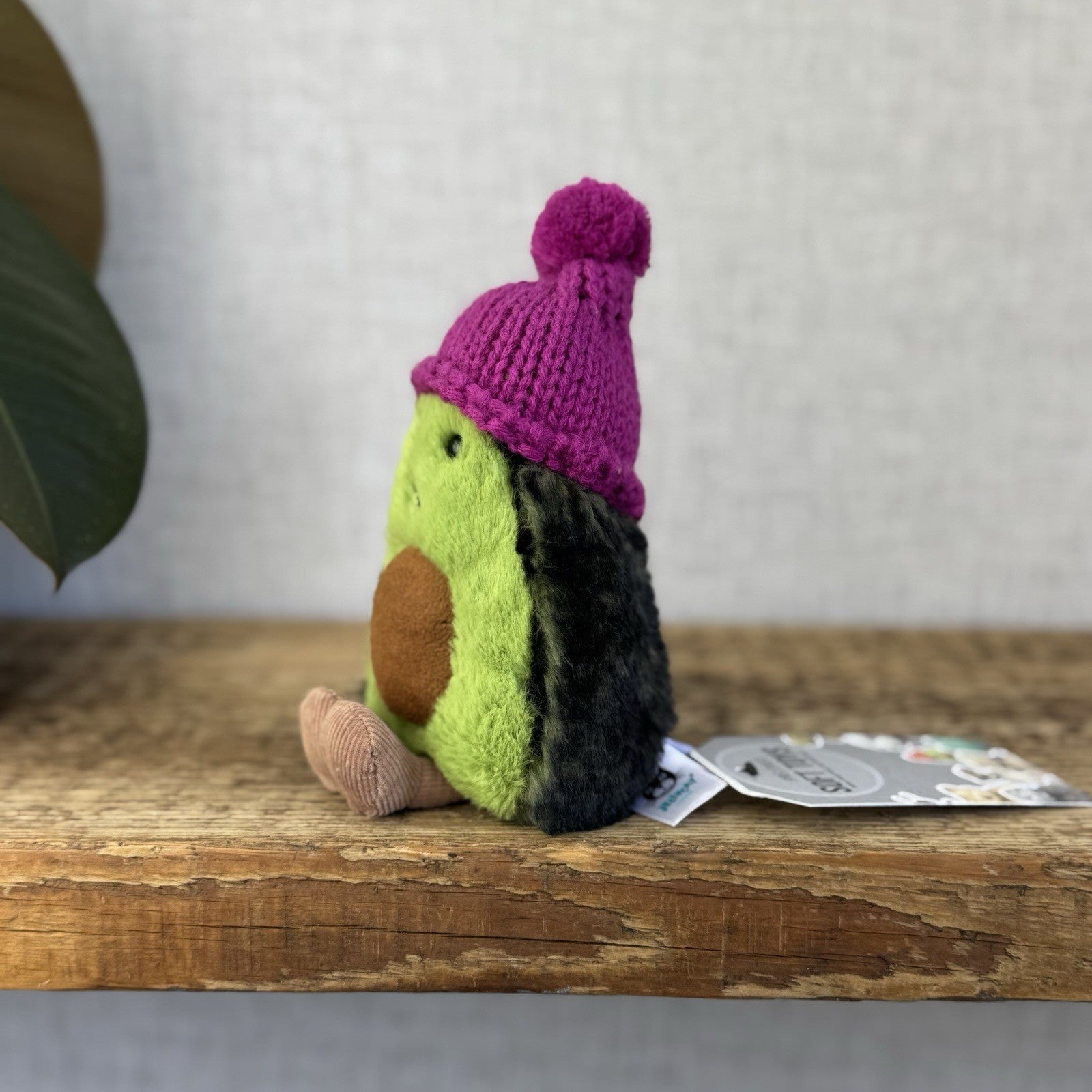 Jellycat Fuscia Cozi Amuseable Avocado - Soft Avocado With Purple Beanie (#2)