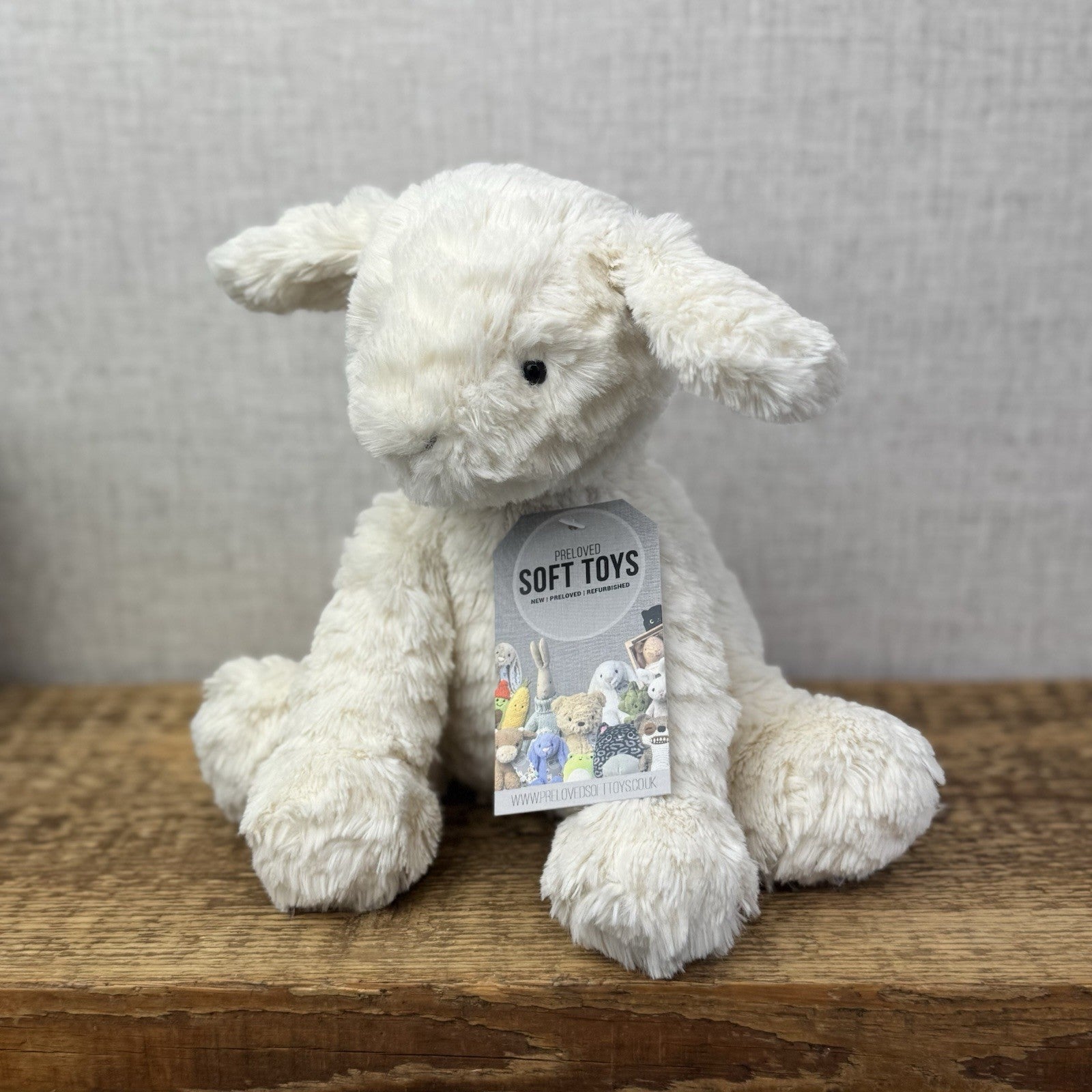 Jellycat Medium Fuddlewuddle Lamb - Old Style All Cream Textured Sitting Sheep 