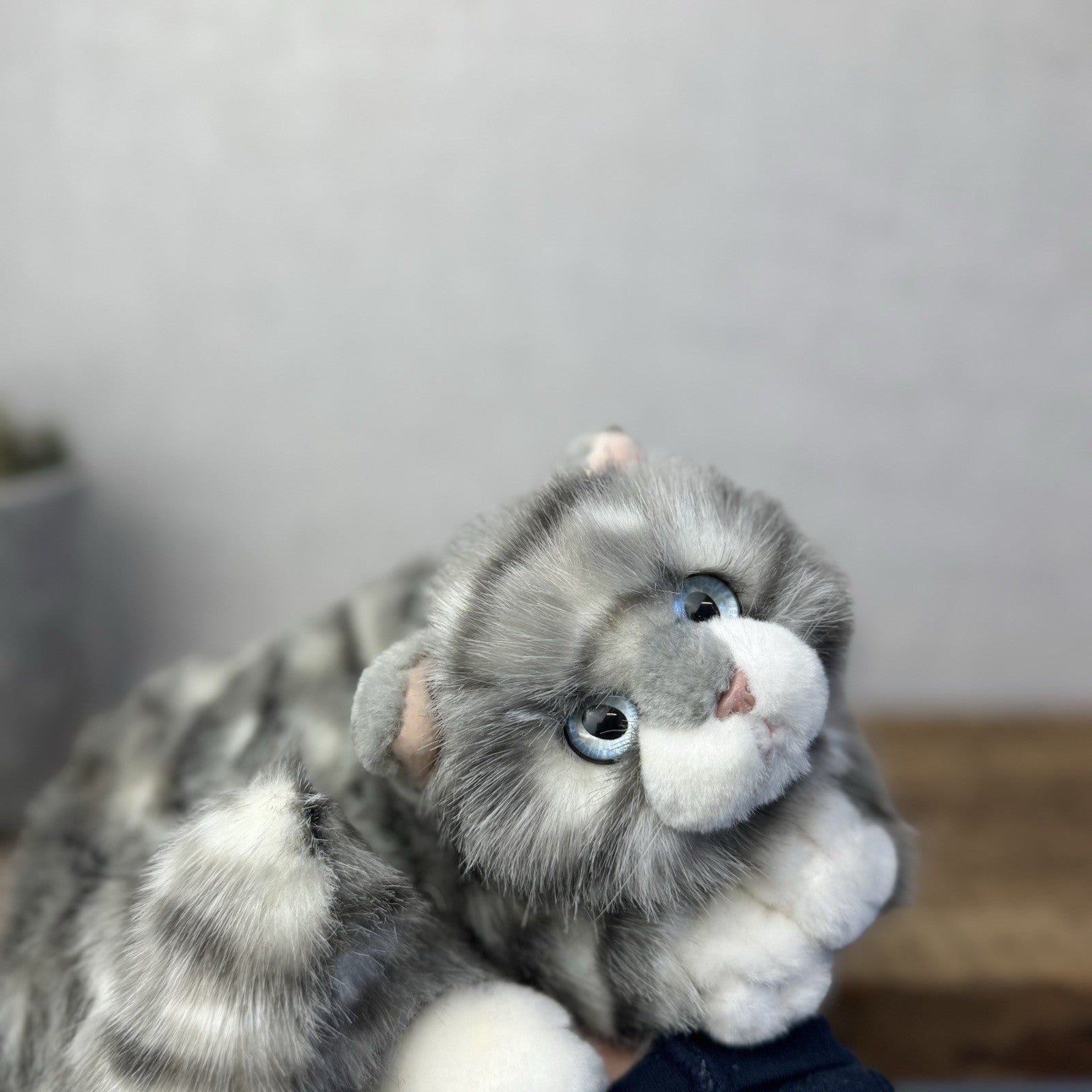 Russ Berrie Grey Tabby Cat Shadow Blue Eyes Sleeping Soft Toy Vintage Beanie