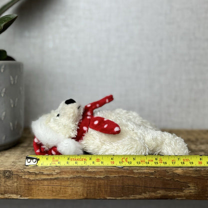 Jellycat Jingly Polar Bear Tot - White Polar Bear Tot In Christmas Hat/scarf 7”