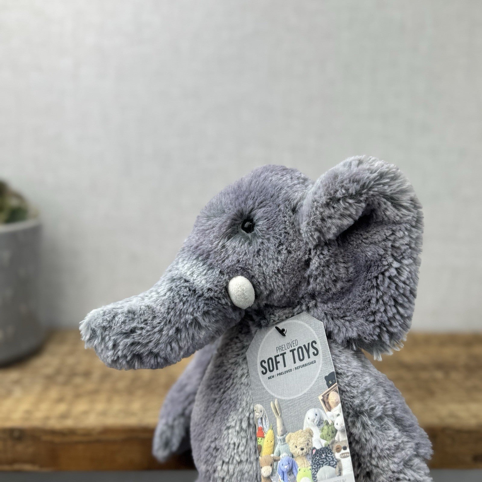 Jellycat Puddle Elephant - Blue/Grey Mix Elephant Super Soft Retired Medium 14"