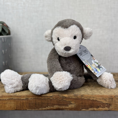 Jellycat Small Snugglet Brodie Monkey - Small Brown Monkey Soft Retired 11" (#2)