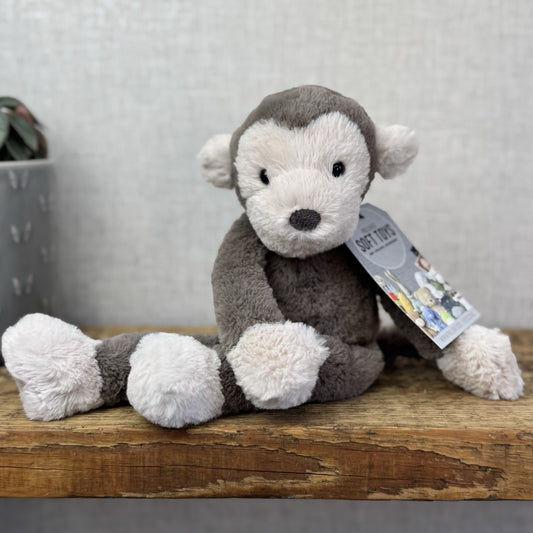 Jellycat Small Snugglet Brodie Monkey - Small Brown Monkey Soft Retired 11" (#2)