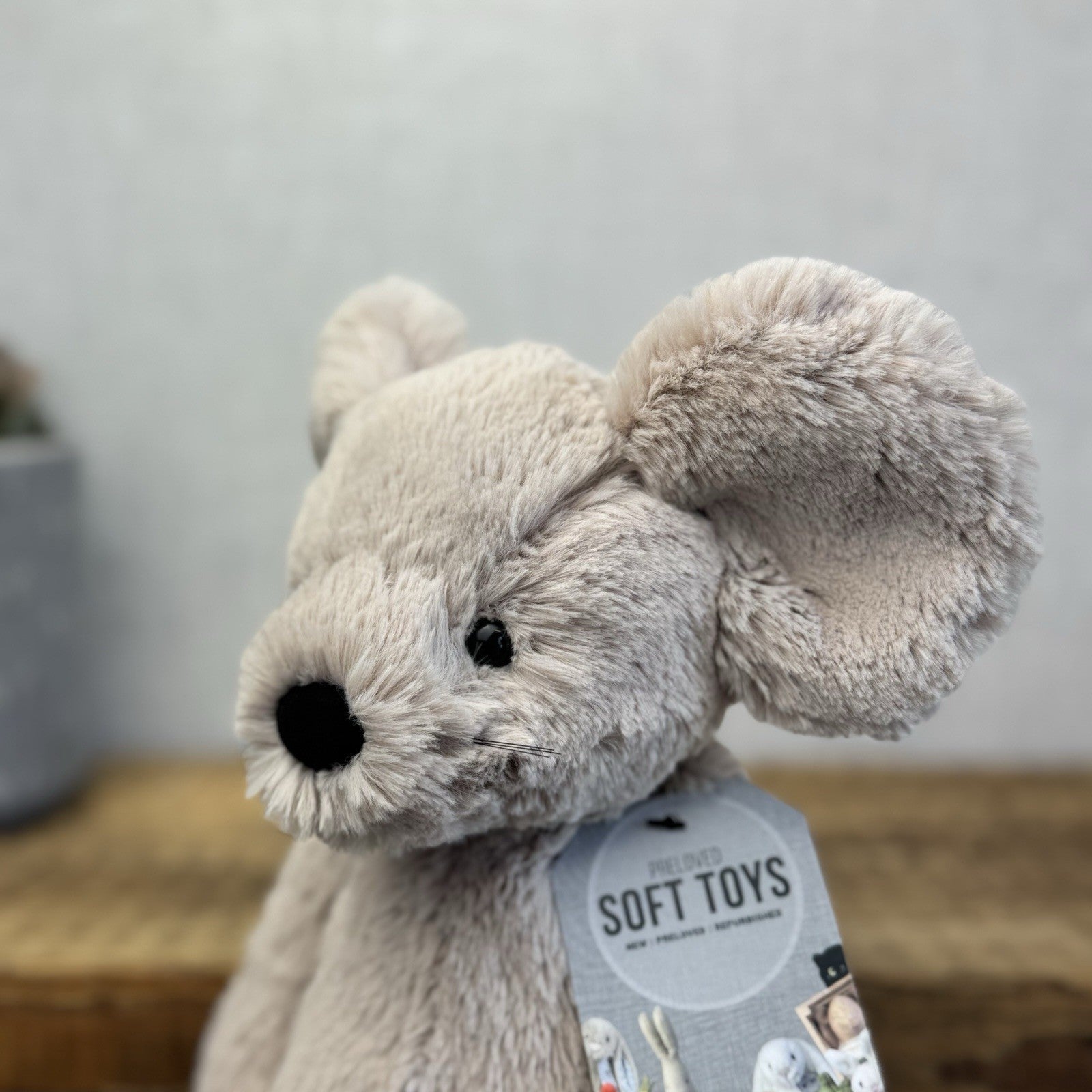 Jellycat Medium Grey Bashful Mouse - Mouse Soft Toy Whiskers Retired Rare 12"