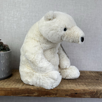 Jellycat Large Elwin Polar Bear - White Sitting Bear Plush Rare & Retired 16”