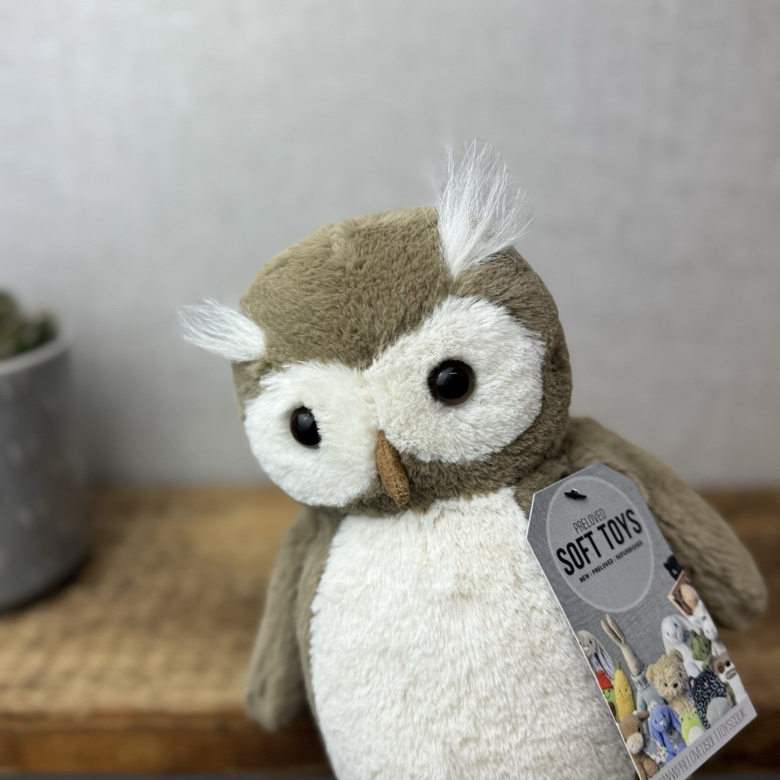 Jellycat Bashful Barn Owl - Medium Brown Owl Beanie Soft Toy Plush Bird 12”