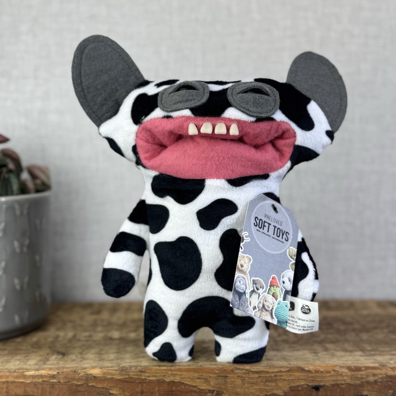 Fuggler Grin Grin RARE Cow Print Funny Ugly Monster Black/White Retired