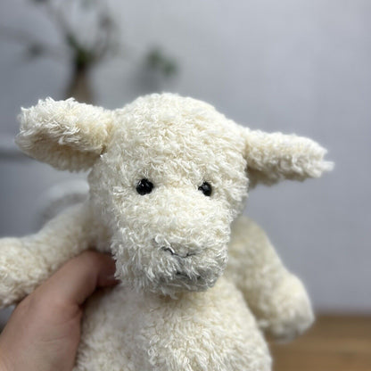 Jellycat Sguidgy Lamb - Small Squidgy Lamb - Vintage Small Curly Fur Lamb 10"