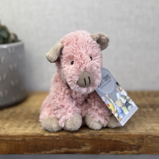 Jellycat Small Fuddles Pig - Pink Piglet Textured Beanie Retired Rare 8"