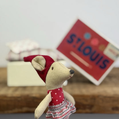 Maileg Mouse Christmas Sister in Box St Louise - Rare Vintage Maileg Mouse