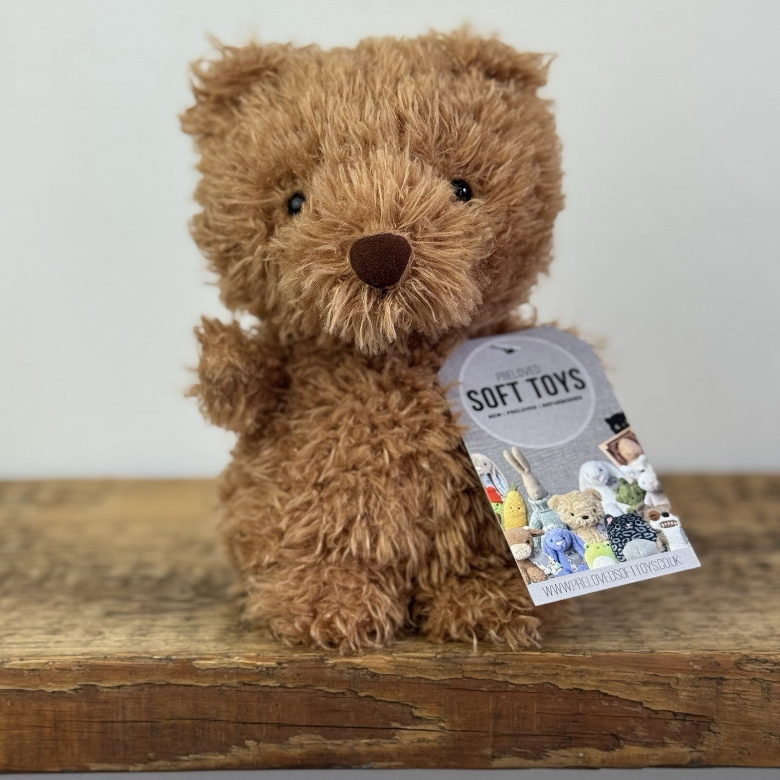 Jellycat Little Bear - Retired Brown Bear Curly Hair Beanie Soft Toy 7" 