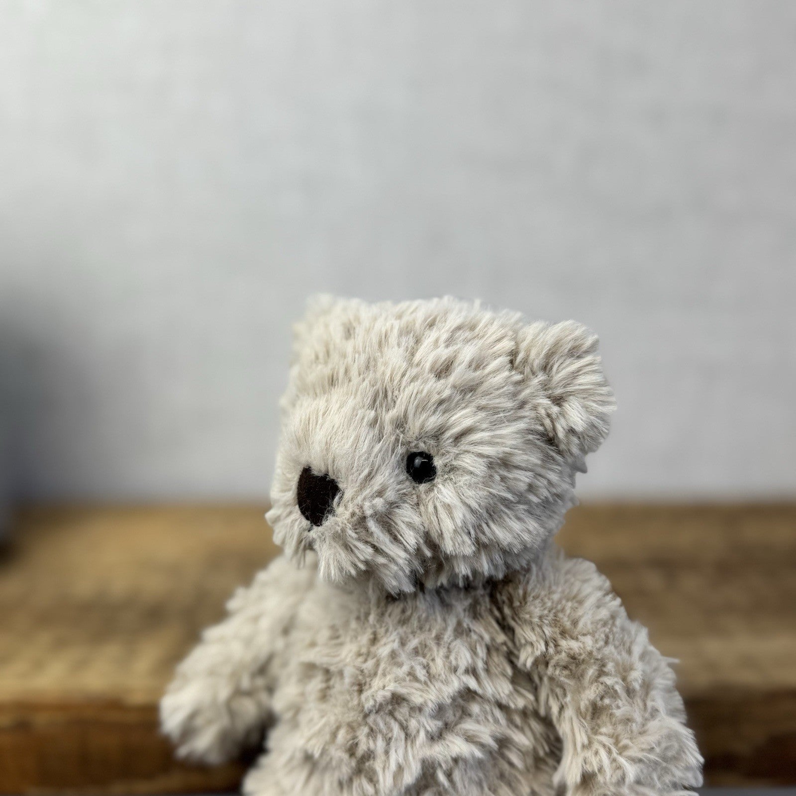 Jellycat Small Fletcher Bear - Retired Small Textured Light Grey Bear Beanie 7"