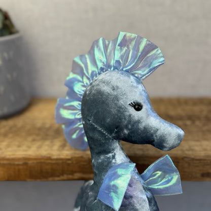 Jellycat Coral Cutie Seahorse Soft Toy - Blue Velour Sea Horse Soft Toy 8"