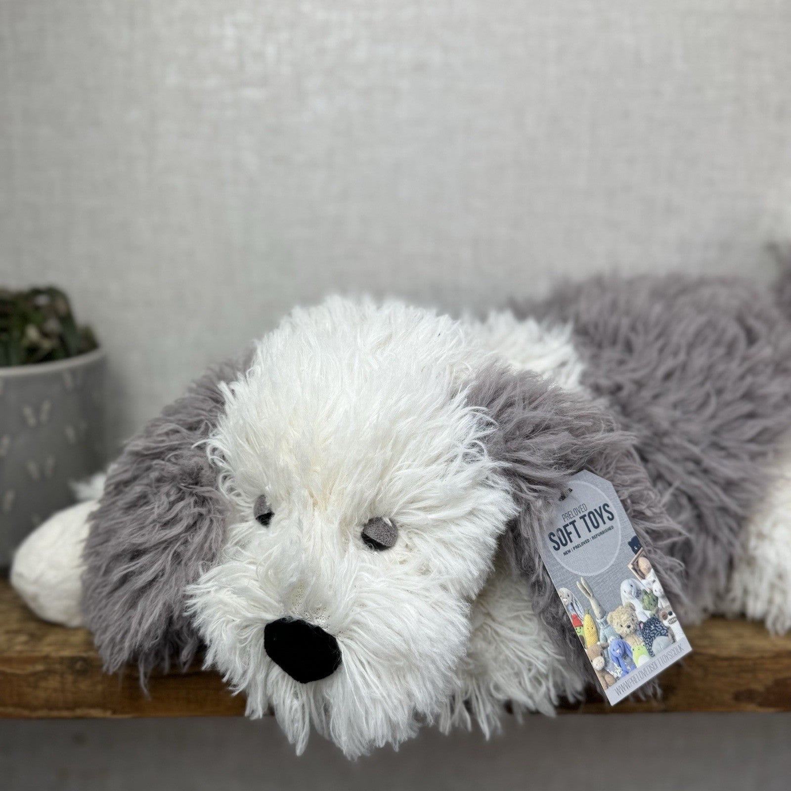 Jellycat Floofie Sheepdog - Large Shaggy Sheepdog Soft Toy Beanie Plush 19"