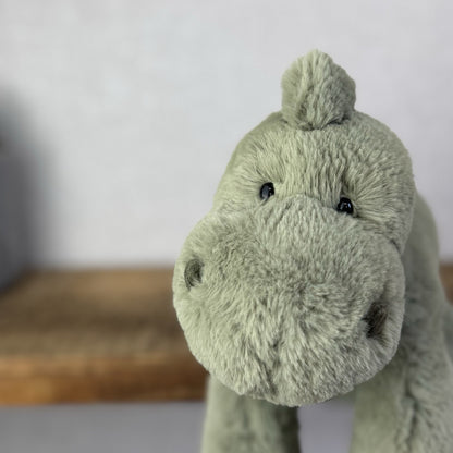 Jellycat Medium Huggady Dinosaur- Floppy Green Dino Plush Soft Toy Retired 10"