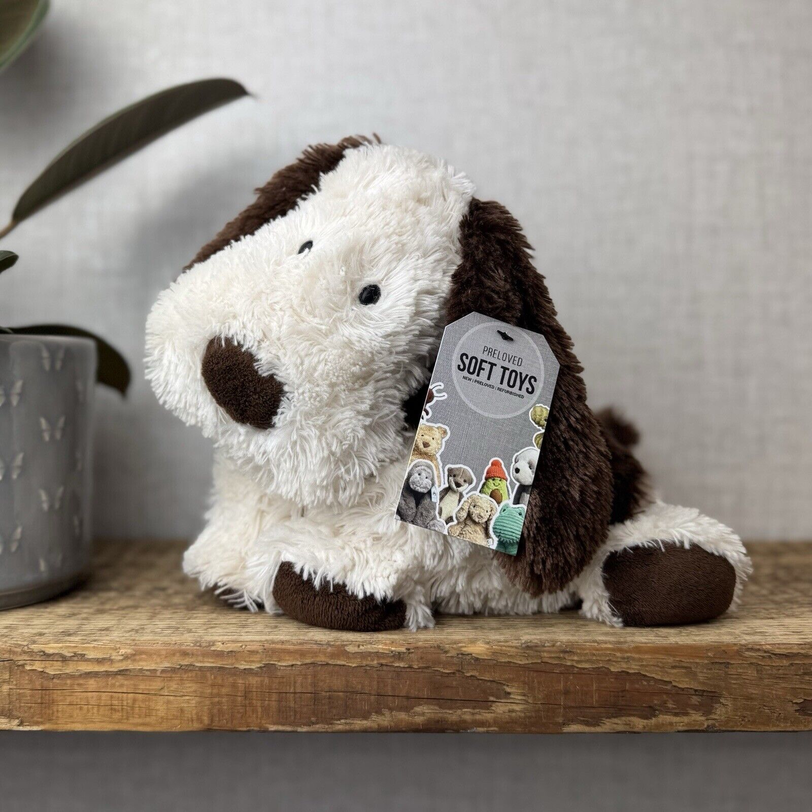 Jellycat Medium Truffles Dog - Cream/Brown Floppy Dog Pillow Beanie Retired 14”
