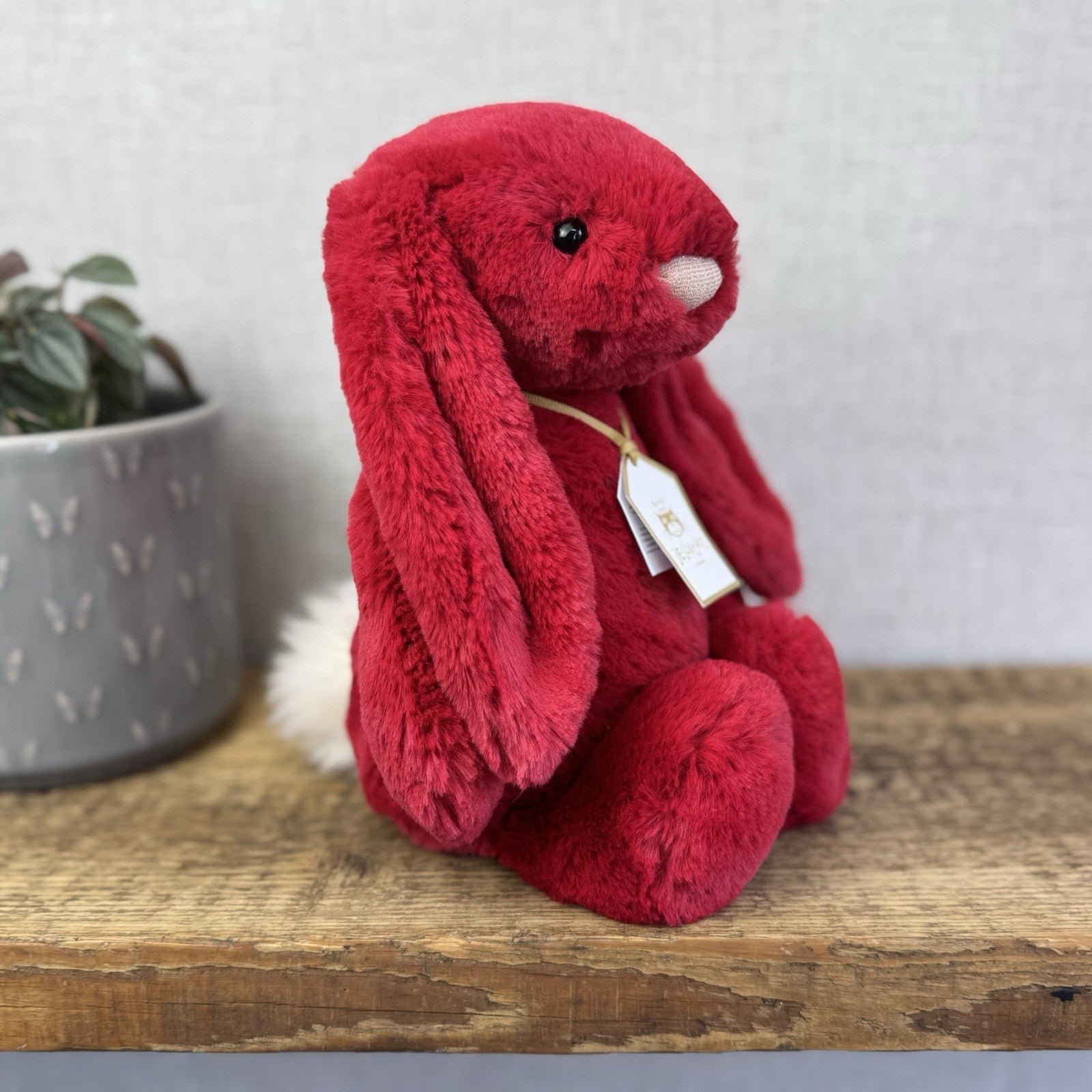 Jellycat Original Bashful Luxe Bunny Scarlett - Red Fluffy Bunny White Tail NWT
