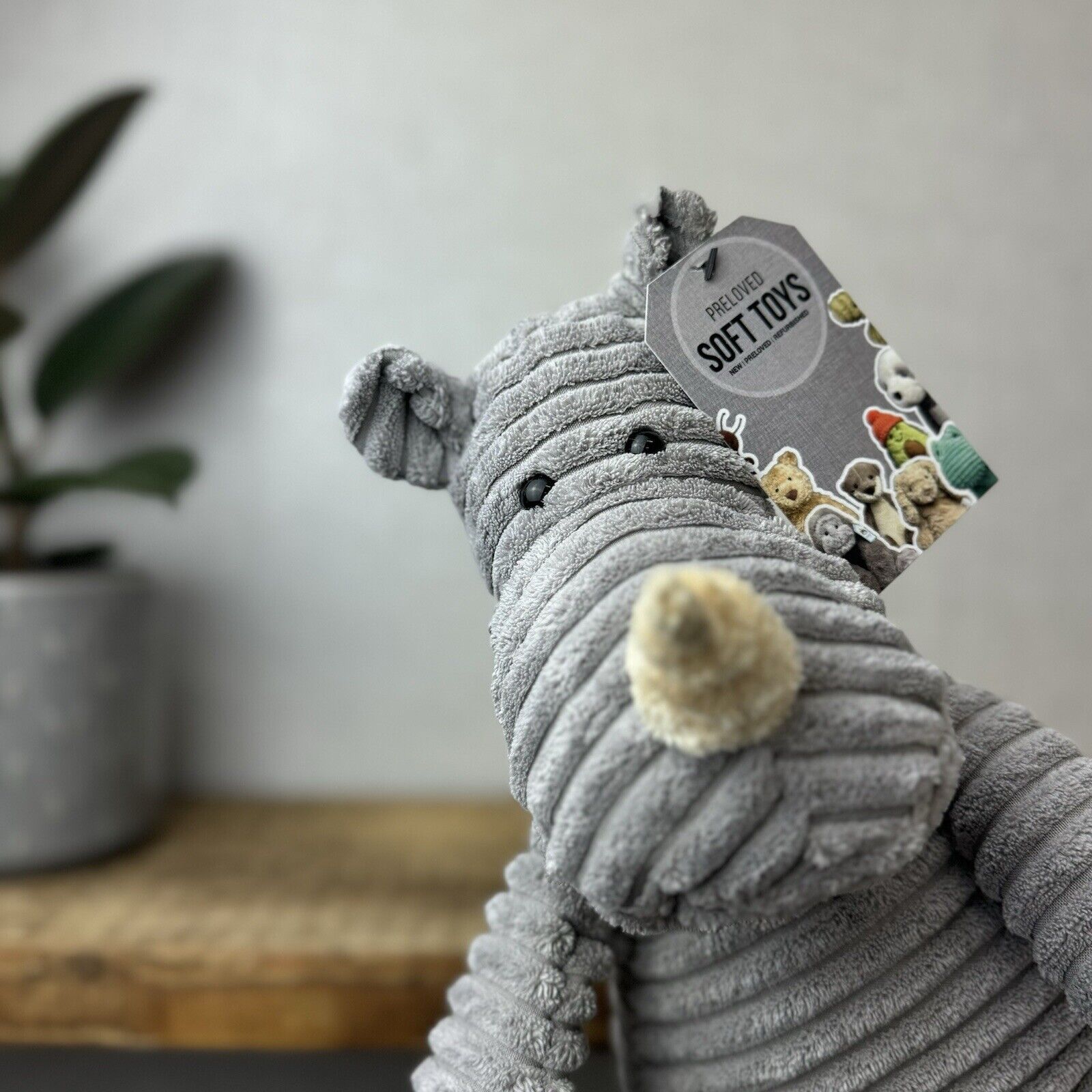 Jellycat Medium Cordy Roy Rhino - Large Grey Beanie Rhino Plush 14"