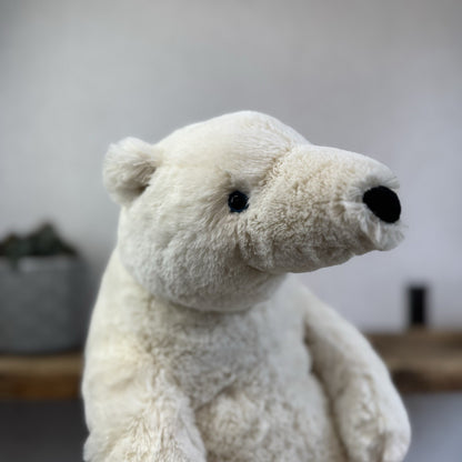 Jellycat Large Elwin Polar Bear - White Sitting Bear Plush Rare & Retired 16”