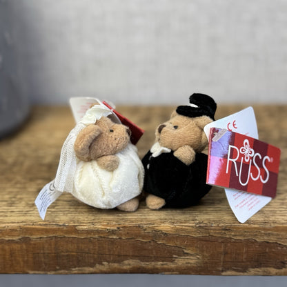 Russ Berrie Miniature Bride & Groom 3" - Tiny Wedding Gift Rare Vintage Retired 