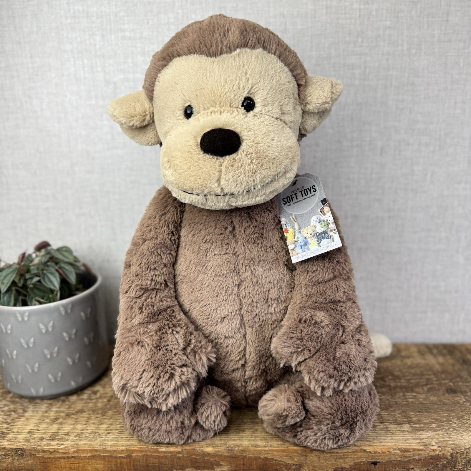 Jellycat Huge Bashful Monkey - Huge Monkey Beanie Plush Cuddle NWOT 22"
