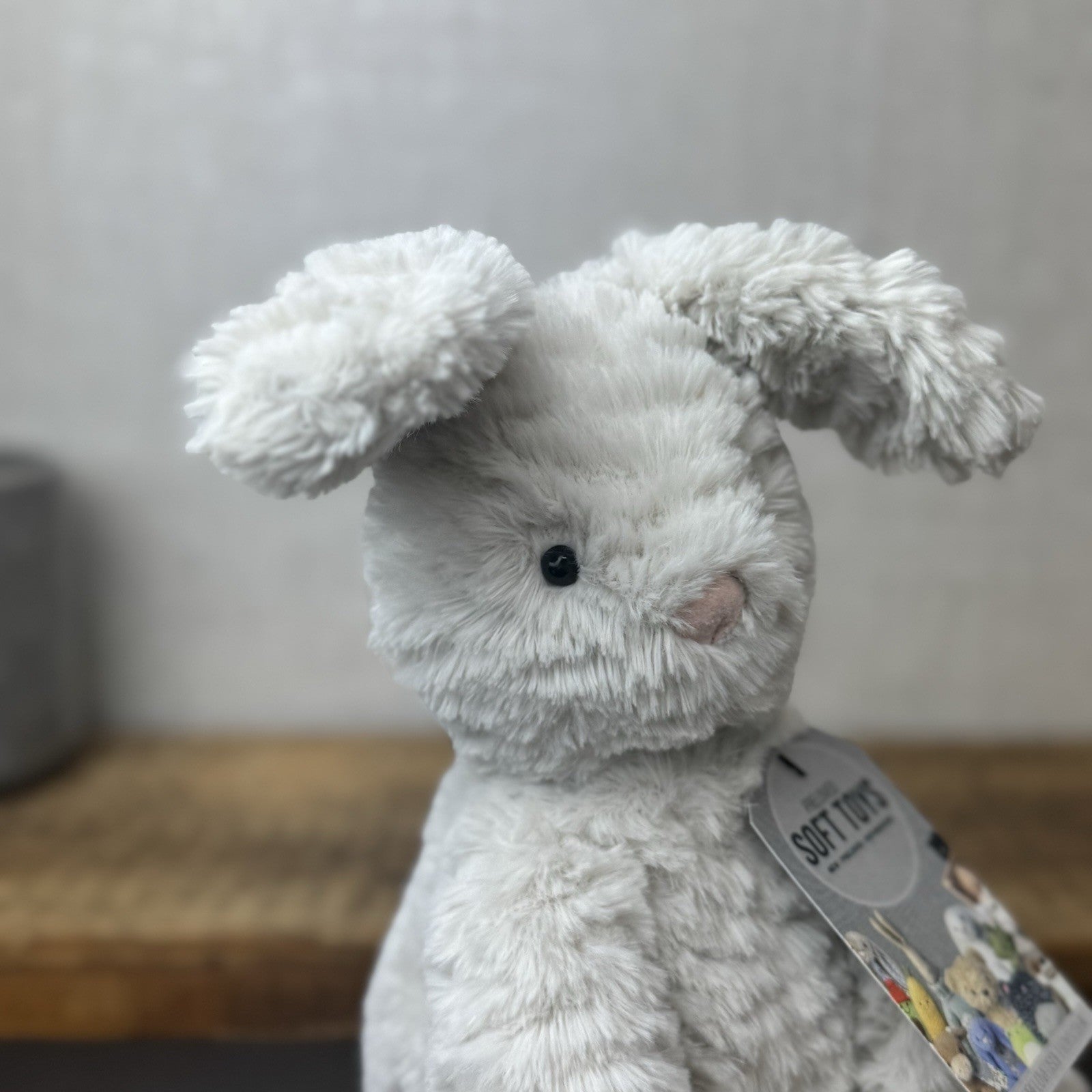 Jellycat Medium Fuddlewuddle Grey Bunny Rabbit - Texture Sitting Bunny 9” Rare
