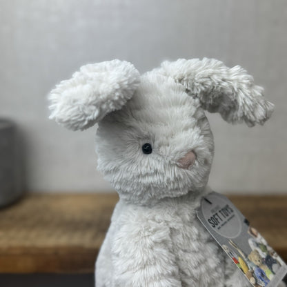 Jellycat Medium Fuddlewuddle Grey Bunny Rabbit - Texture Sitting Bunny 9” Rare