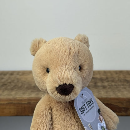 Jellycat Small Puffles Bear - Small Golden Beanie Bear Soft Toy Retired 8"
