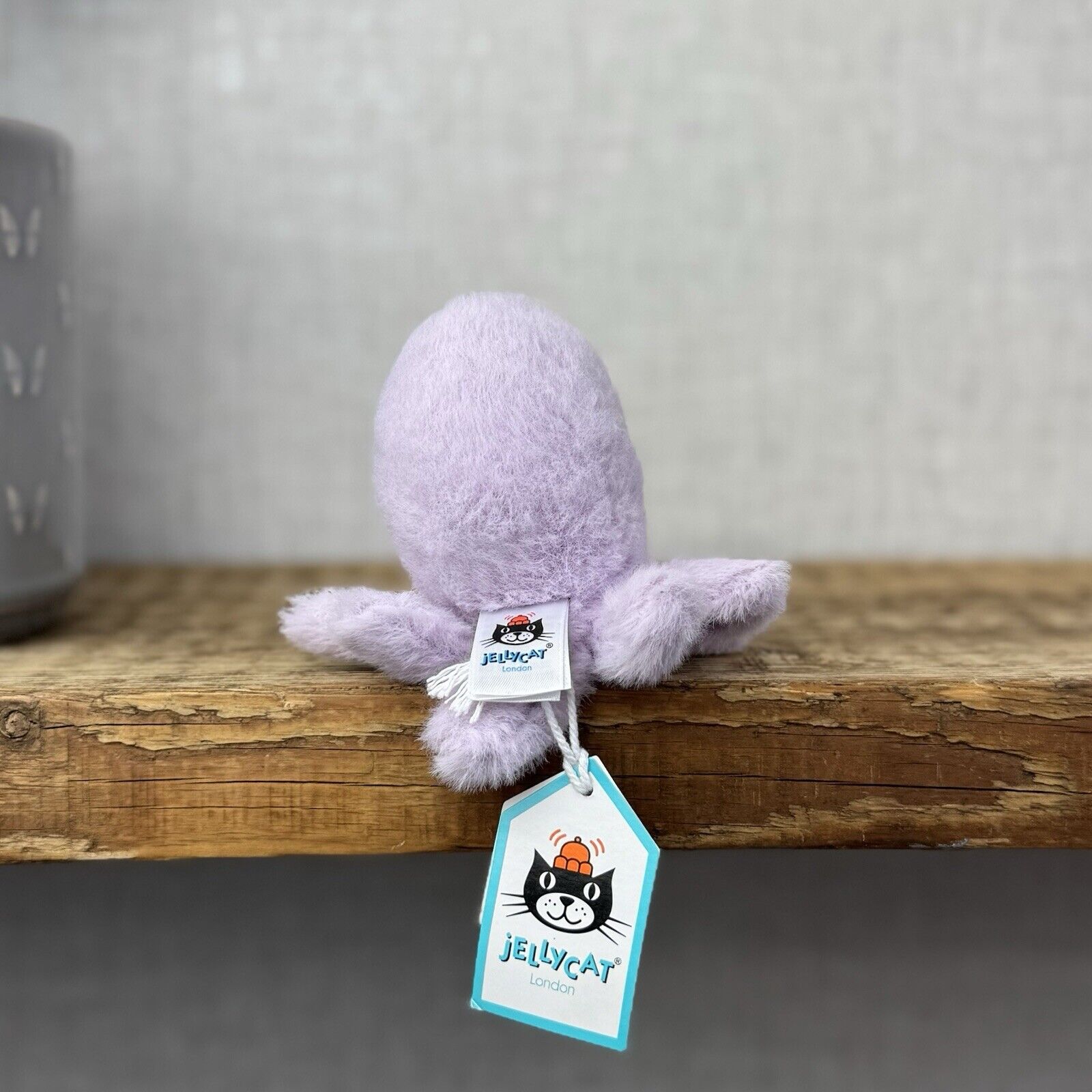 Jellycat Fluffy Octopus - Lilac Fluffy Octopus Plush Soft Toy - Pocket Pal 3"