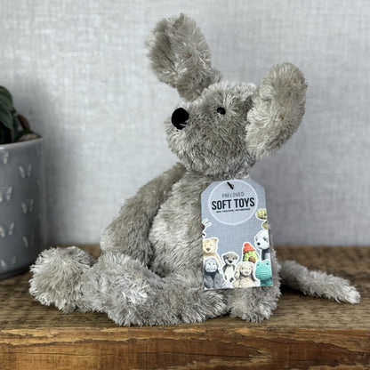 Jellycat  Tumbler Mous - Grey Scruffy Bunglie Style Mouse Beanie Plush 11” NWOT