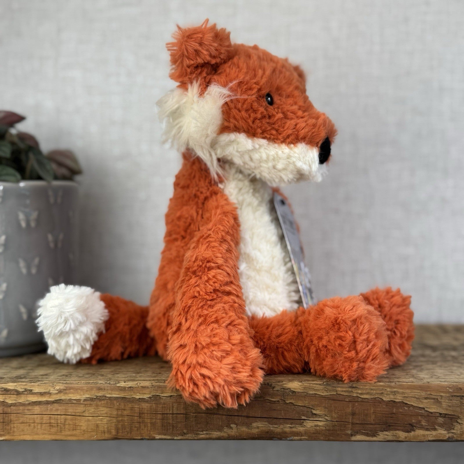Jellycat Crumble Fox Orange Soft Plush Toy - Textured Red Fox Beanie Plush 12"