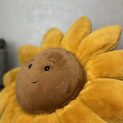 Jellycat Large Fleury Sunflower - Large Sunflower Beanie Cushion Soft Toy 12”
