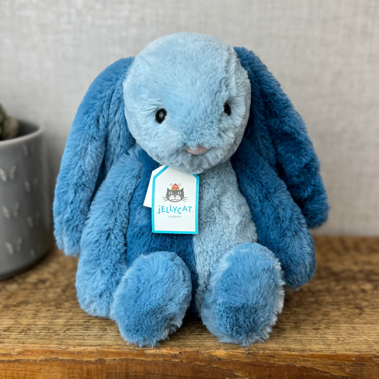 Blue Patchwork Bunny Medium (Custom made with Jellycat Cream Bunny)