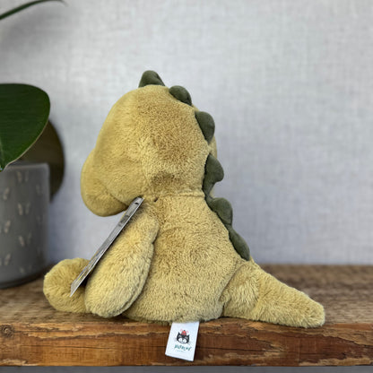 Jellycat Nimbus Dino Dinosaur - Chubby Small Dinosaur - Velour Spikes Olive
