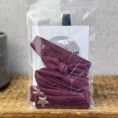 Burgundy Red Scarf & Headband