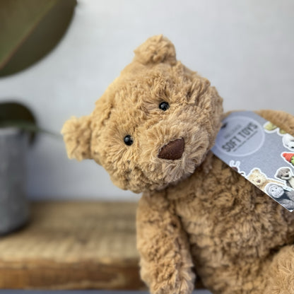 Jellycat Medium Bartholemew Bear - Jellycat Textured Tan Sitting Bear Plush 12"
