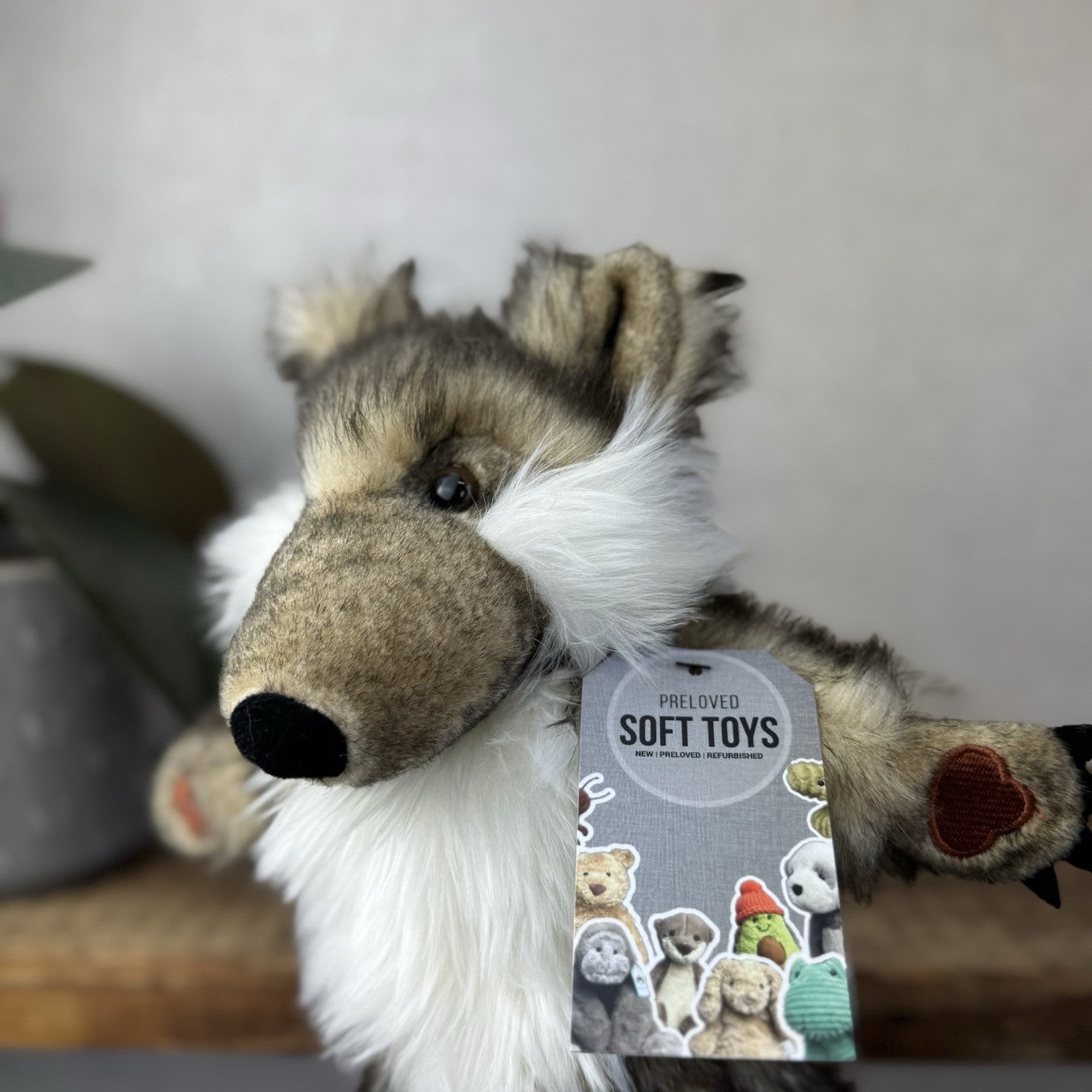 The Puppet Company - Grey Fluffy Wolf Puppet - Fairytail Puppet Soft Play 12"