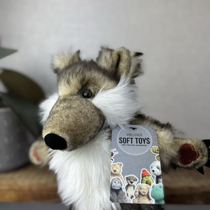 The Puppet Company - Grey Fluffy Wolf Puppet - Fairytail Puppet Soft Play 12"