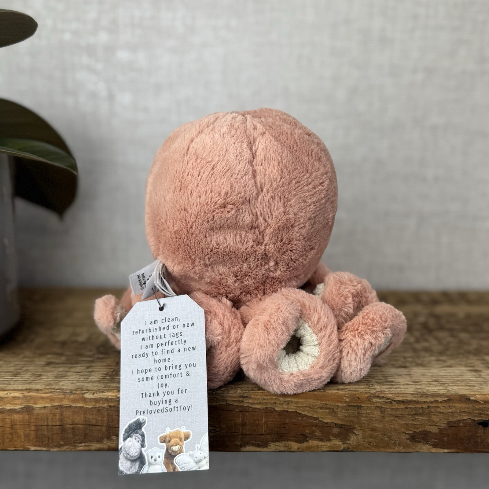 Jellycat Odell Octopus - Small Pink Octopus Plush Beanie Small Toy 10"