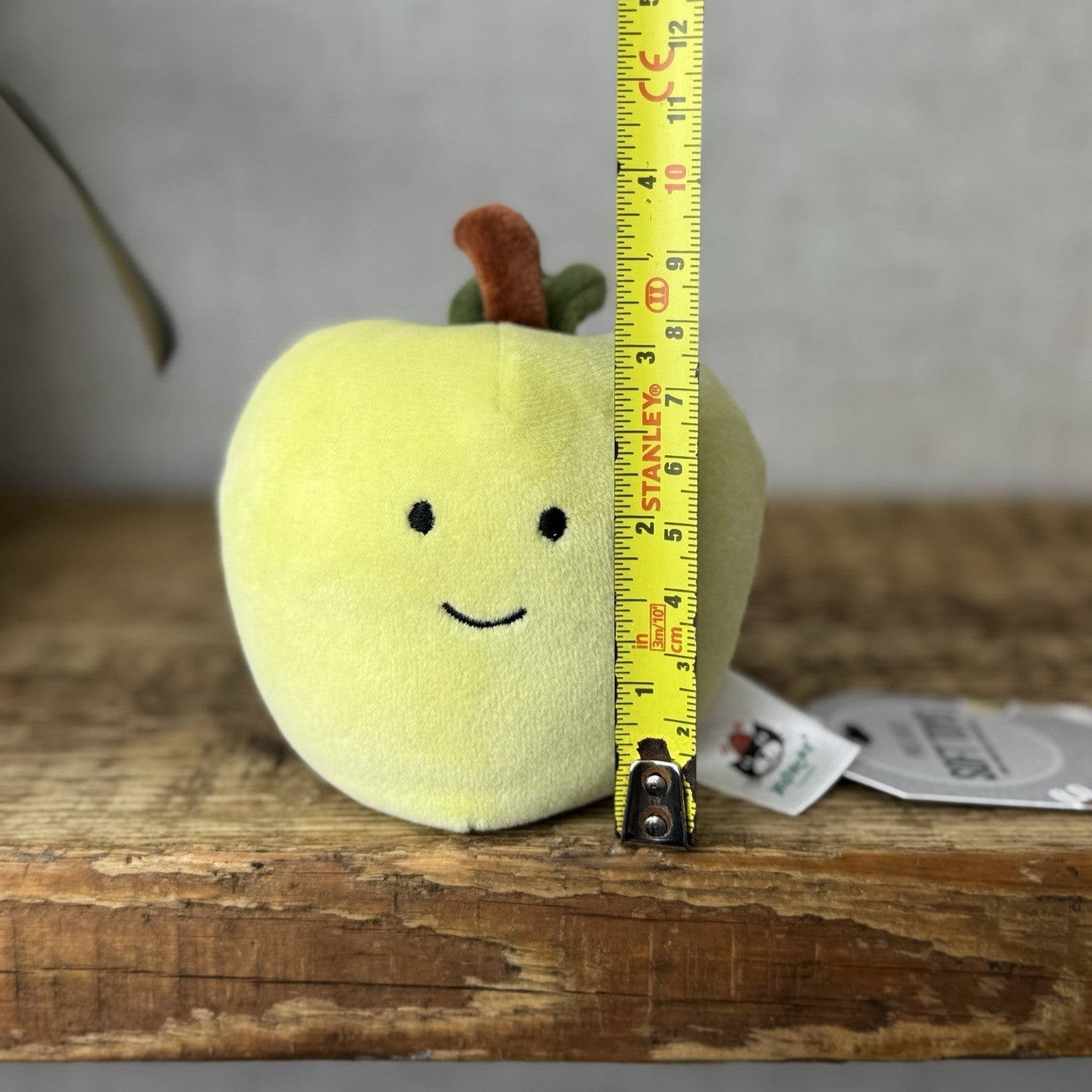 Jellycat Fabulous Fruit Apple - Green Apple Velour Play Food Soft Toy Beanie 4”