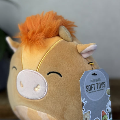 Squishmallow Quinick Brown/Orange Cow Fluffy Hair Cute Cow Squish Small 7.5"