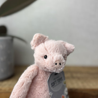 Jellycat Small Bashful Pig - Small Light Pink Piglet Beanie Soft Toy 8”