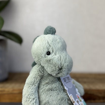 Jellycat Small Puffles Dinosaur - Small Light Green Super Soft Dino Plush 9" (2)