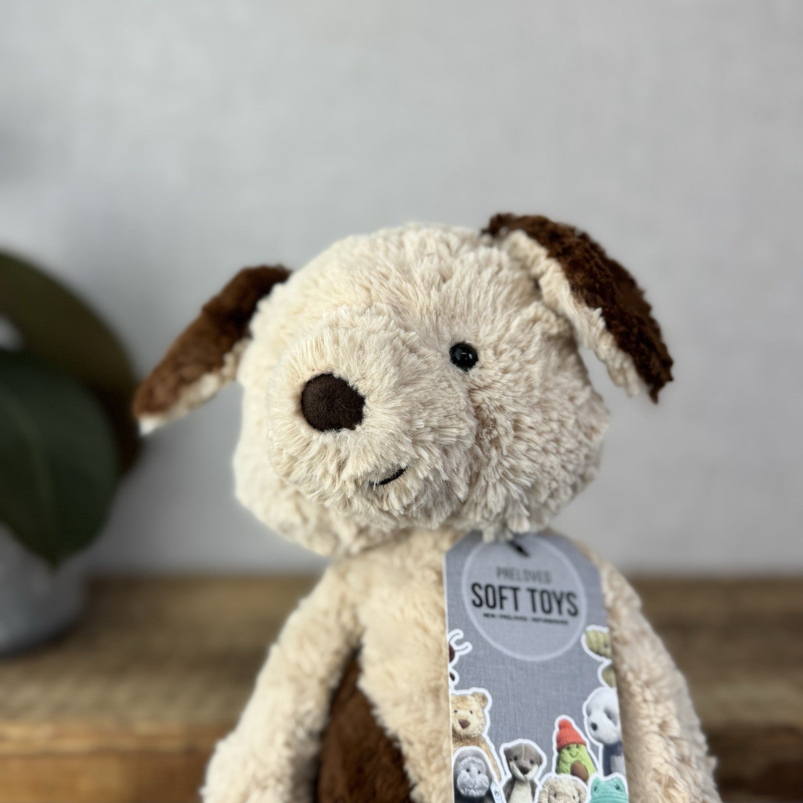 Jellycat Tuffet Dog - Medium Brown Beige Dog Plush Textured Soft Toy Retired 12"