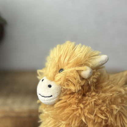 Jellycat Tiny Truffles Highland Cow - Tiny Orange Fluffy Cow Mini Beanie Toy 4”