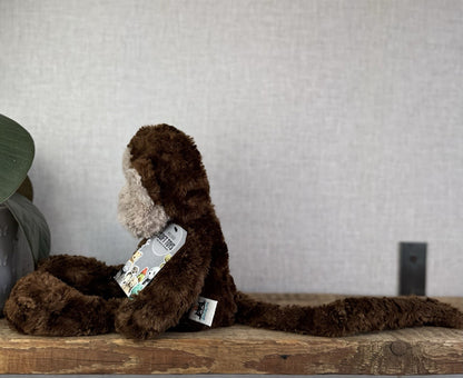 Jellycat Medium Skiffles Monkey - Vintage Textured Beanie Monkey Soft Toy 16"