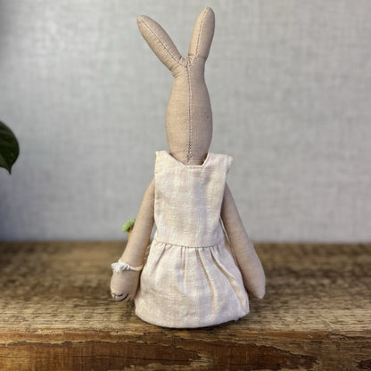 Maileg Small Rabbit Girl With A Carrot - Pink Dress Retired Maileg 2008 12"