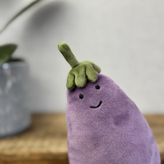 Jellycat Vivacious Aubergine - Small Purple Velour Beanie Vegetable Play 7"