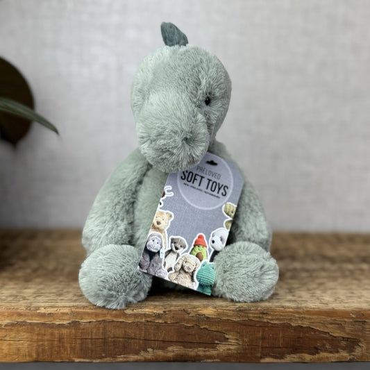 Jellycat Small Puffles Dinosaur - Small Light Green Super Soft Dinosaur Plush 9"