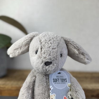 Jellycat Nibs Bunny - Retired Grey Beanie Rabbit - Big Feet Lop Eared 9"
